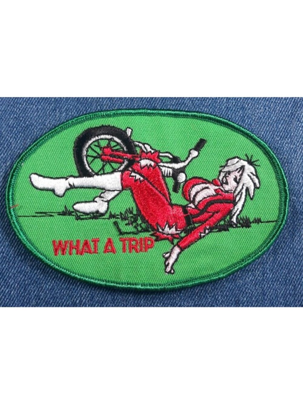 NOS 70s Original Vintage What A Trip 5" Patch Funny Hippie Satire Retro Sexy